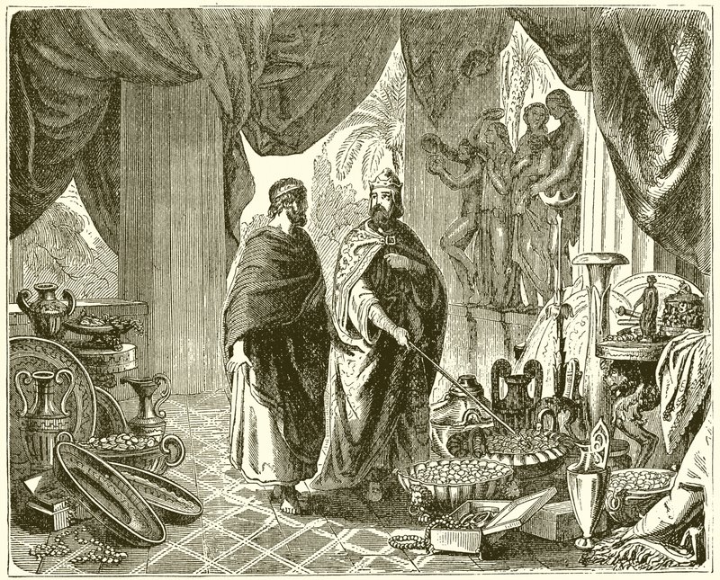 Solon in de Schatkamer van Croesus door English School
