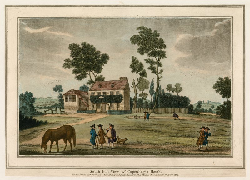 Zuidoostelijk uitzicht op Copenhagen House, Londen door English School