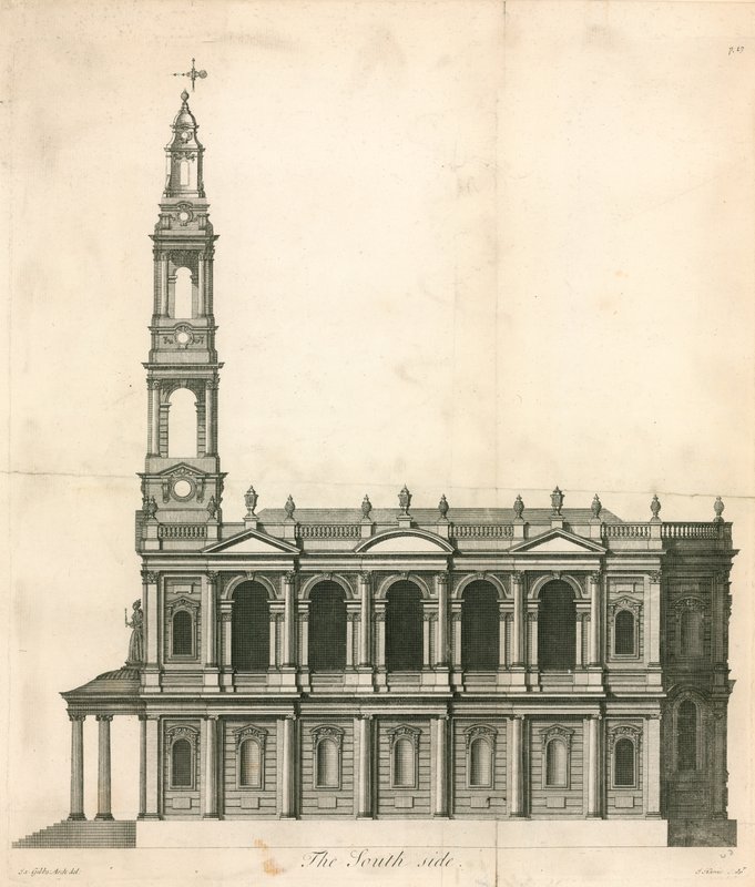 Zuidzijde van St Mary-Le-Strand, Strand, Londen door English School