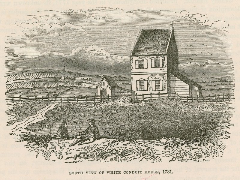 Zuidelijk uitzicht op White Conduit House, Islington, Londen door English School