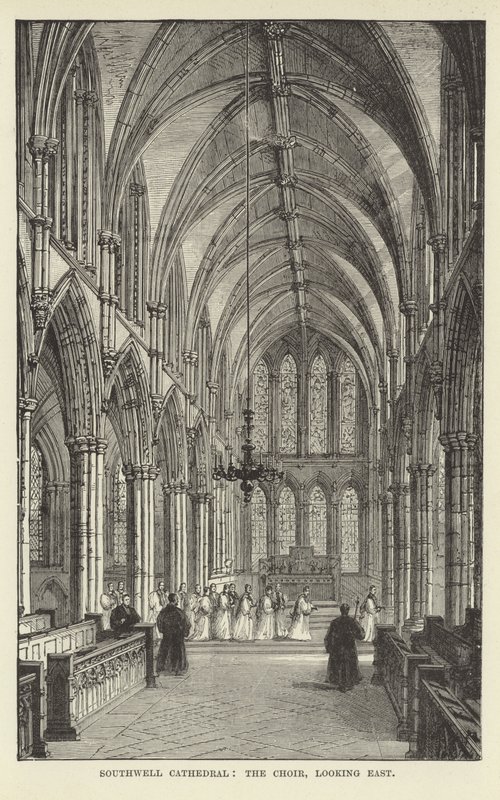 Southwell-kathedraal, het koor, kijkend naar het oosten door English School