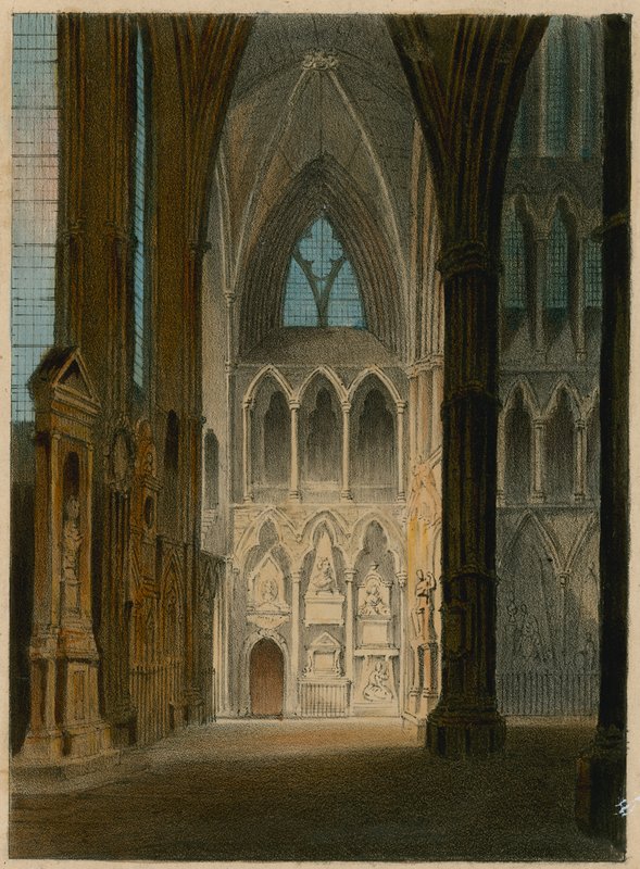 Spooners Protean Uitzichten: Poets Corner, Westminster Abbey, Londen, Veranderend naar De Schaduwen van Shakespeare, Scott en Byron door English School