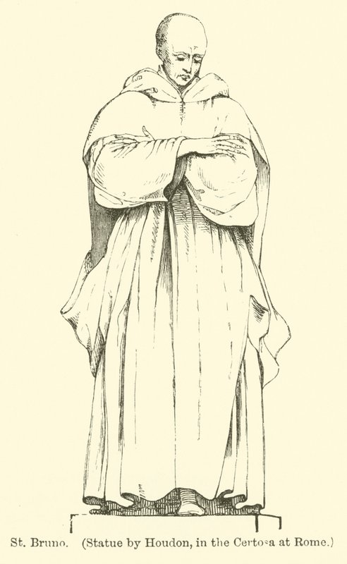 St Bruno, standbeeld door Houdon, in de Certosa in Rome (gravure) door English School