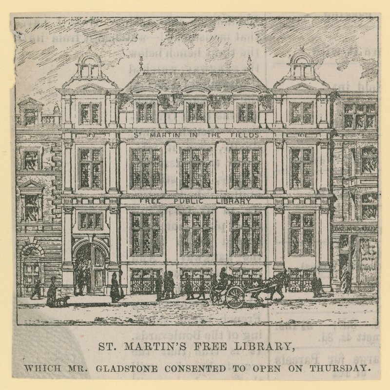 St Martins Vrije Bibliotheek, geopend door Mr Gladstone door English School