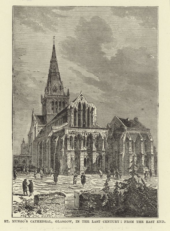 St Mungos-kathedraal, Glasgow, in de vorige eeuw, vanuit het oostelijke einde door English School