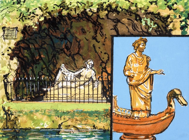 Standbeeld bij een Rivier door English School