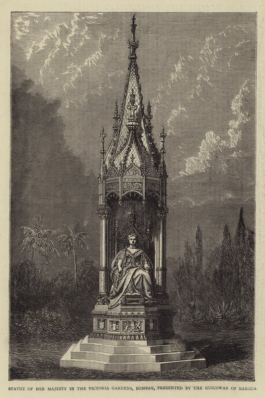 Standbeeld van Hare Majesteit in de Victoria Gardens, Bombay, geschonken door de Guicowar van Baroda door English School