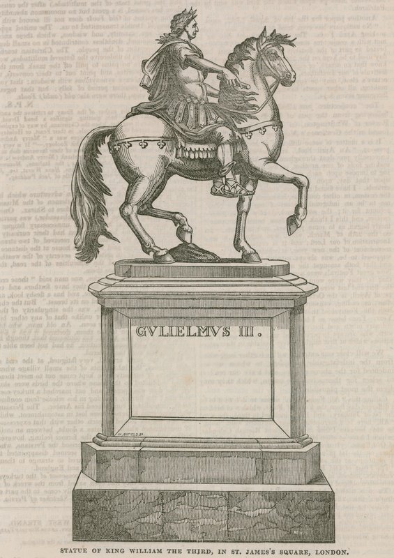 Standbeeld van koning Willem de Derde, in St Jamess Square, Londen door English School