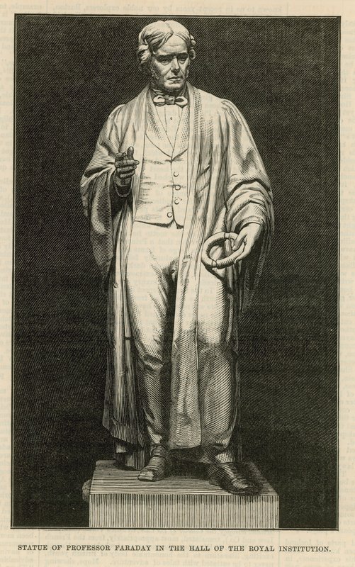 Standbeeld van Professor Faraday in de hal van de Royal Institution door English School