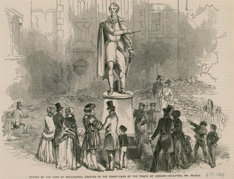 Standbeeld van de Hertog van Wellington, opgericht in de binnenplaats van de Tower of London door English School
