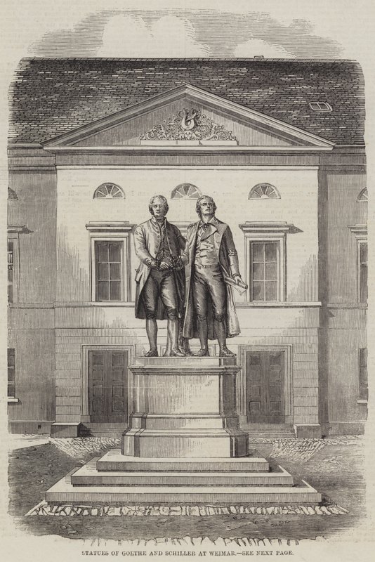 Standbeelden van Goethe en Schiller in Weimar door English School