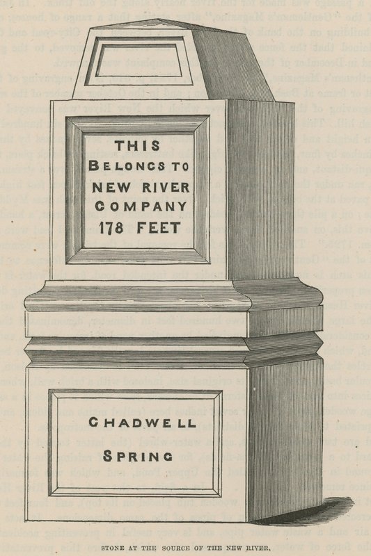 Steen bij de bron van de New River, Chadwell Spring door English School