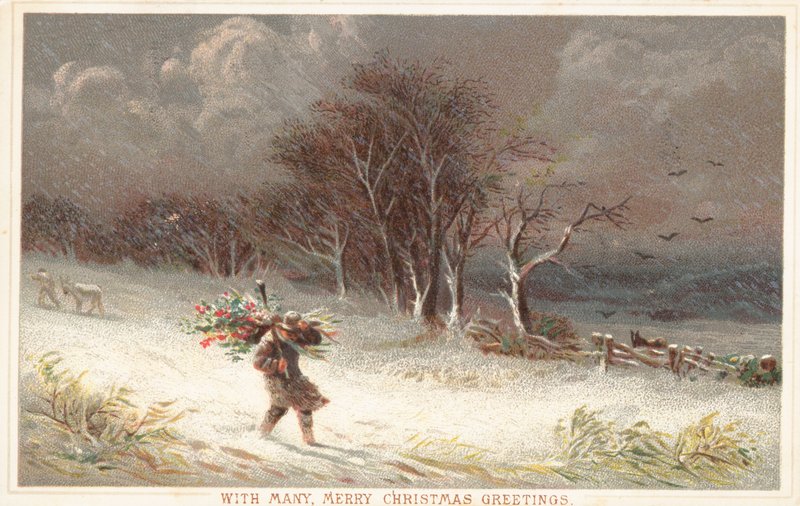 Stormachtig weer, kerstkaart door English School