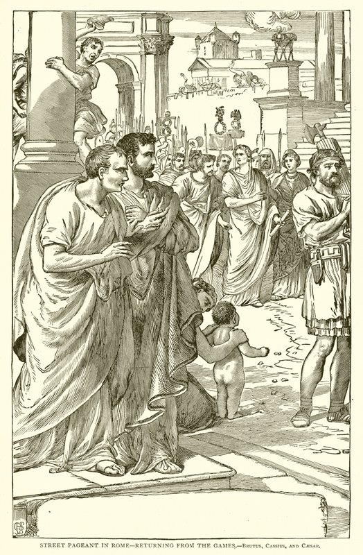 Straatoptocht in Rome--Terugkeer van de Spelen.--Brutus, Cassius en Caesar door English School