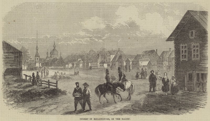 Straat in Helsingfors, aan de Oostzee door English School