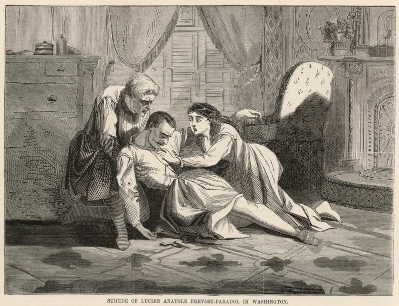 Zelfmoord van Lucien Anatole Prevost-Paradol in Washington door English School