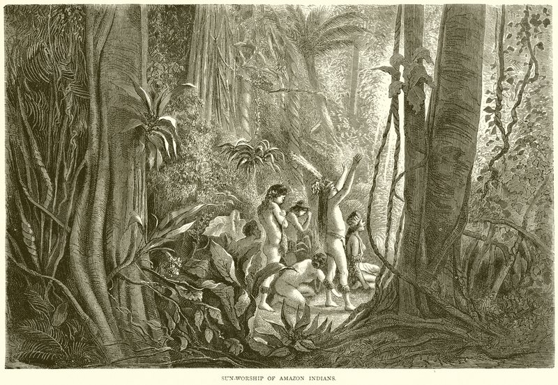 Zonaanbidding van Amazone-indianen door English School