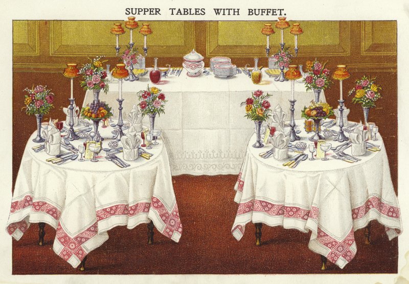 Avondmaaltijdtafels met buffet door English School