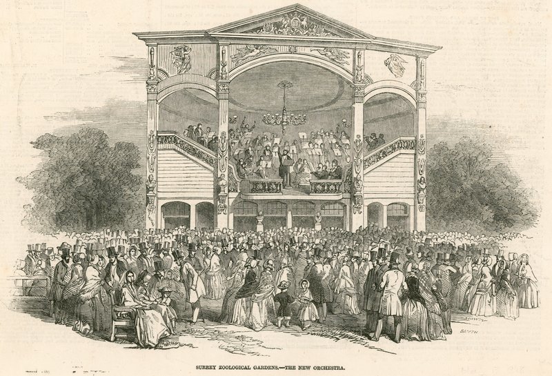 Surrey Zoological Gardens, Kennington, Londen: het nieuwe Orkest door English School