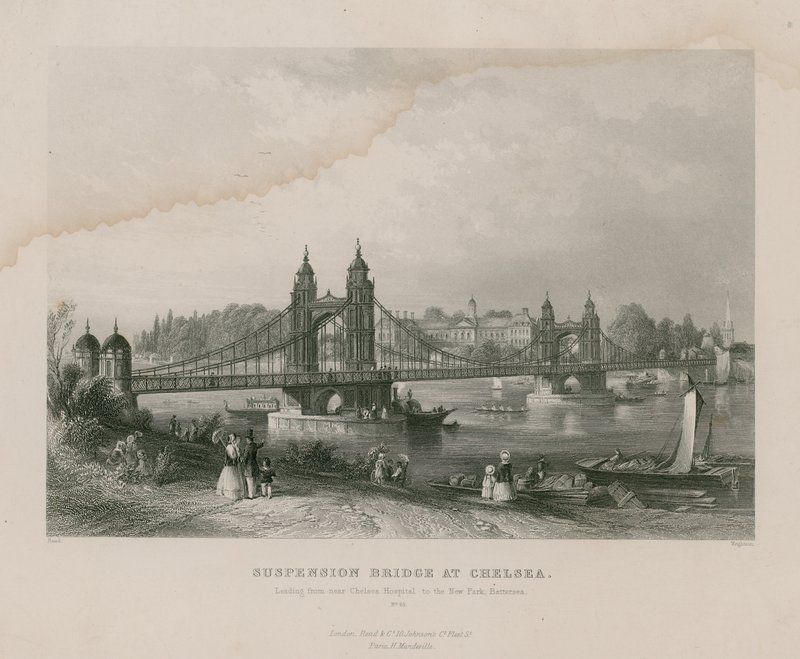 Hangbrug bij Chelsea, nabij Chelsea Hospital naar het Nieuwe Park, Battersea door English School