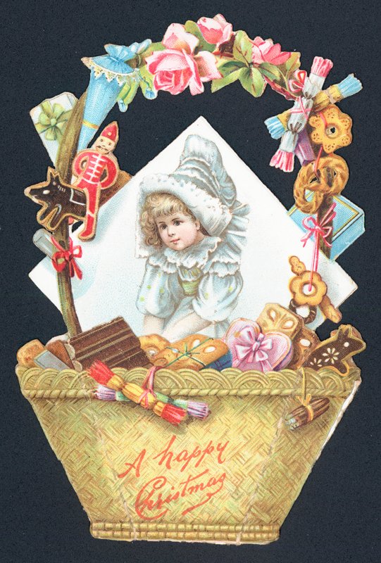 Zoetmand en foto van meisje, kerstkaart door English School