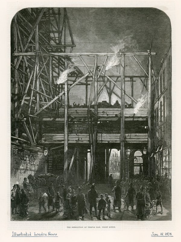 Temple Bar, Londen. Sloop, 1878 door English School
