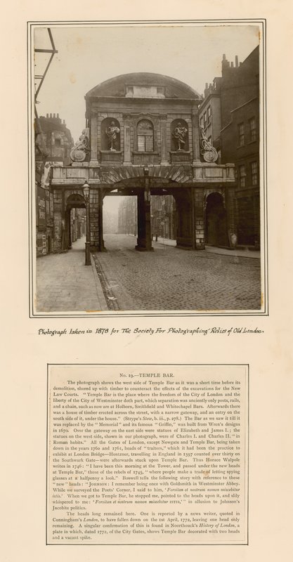 Temple Bar, Londen, Foto genomen in 1878 door English School
