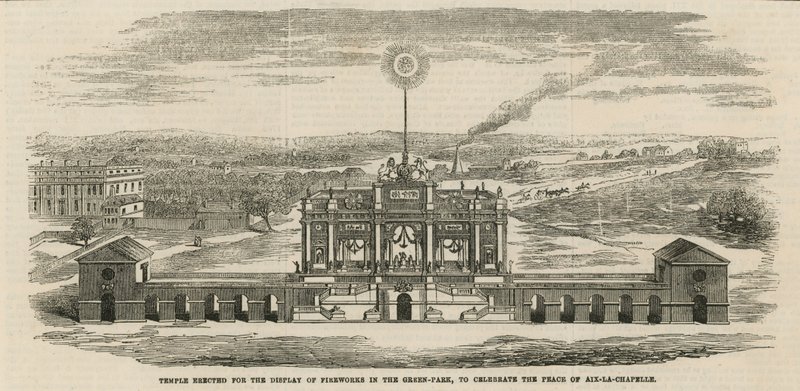 Tempel opgericht om de vrede van Aken te vieren door English School