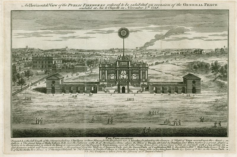 Tempel ter ere van de Vrede van Aken 1749 door English School