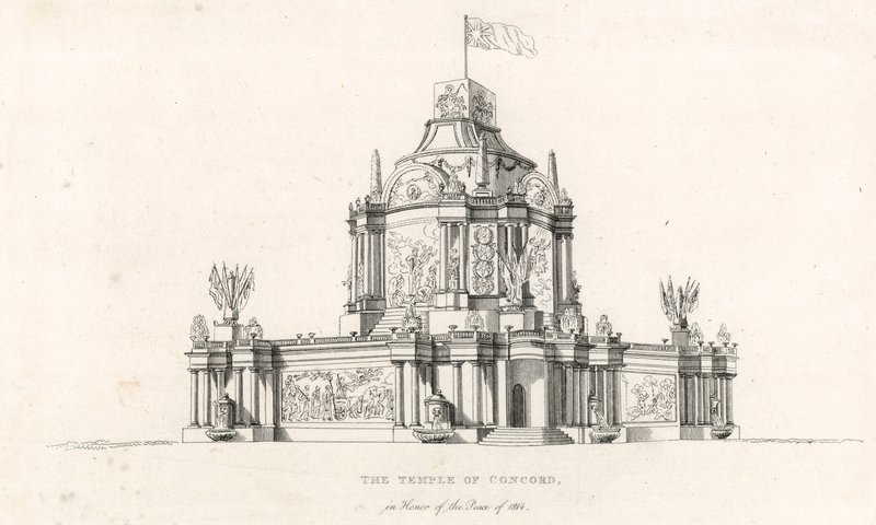 Tempel van Concord ter viering van de Vrede van 1814 door English School