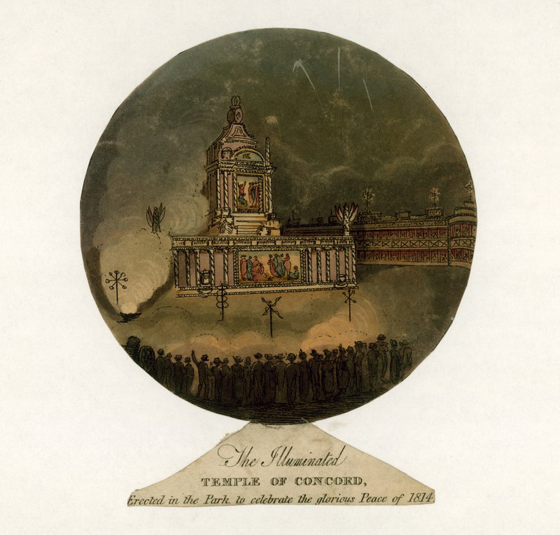 Tempel van Concord ter viering van de Vrede van 1814 door English School