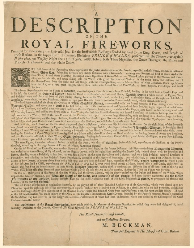Dankzegging voor de geboorte van James Edward, de Oude Pretendent, geboren 10 juni 1688 door English School