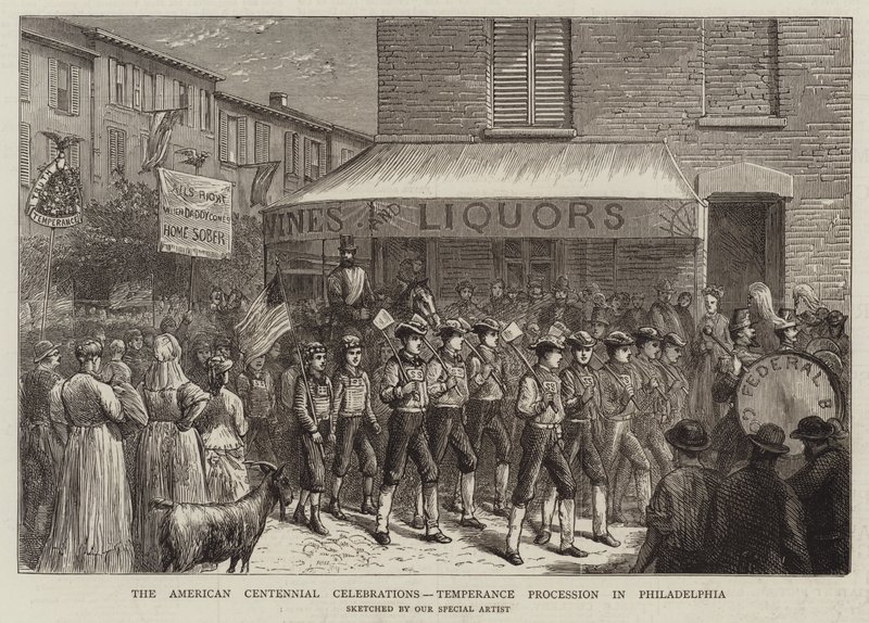 De Amerikaanse Eeuwfeestvieringen, Temperantieprocessie in Philadelphia door English School