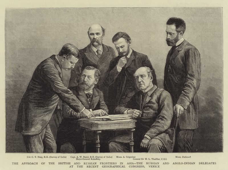 De Nadering van de Britse en Russische Grenzen in Azië, de Russische en Anglo-Indiase Afgevaardigden op het Recente Geografische Congres, Venetië door English School