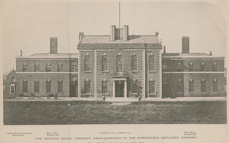 Het Armoury House, Finsbury, Hoofdkwartier van de Honourable Artillery Company door English School