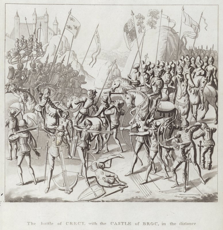 De Slag bij Crecy, met het Kasteel van Broc in de Verte door English School