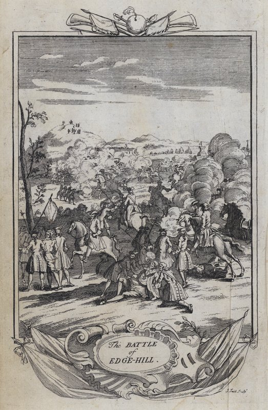 De slag bij Edge Hill (gravure) door English School