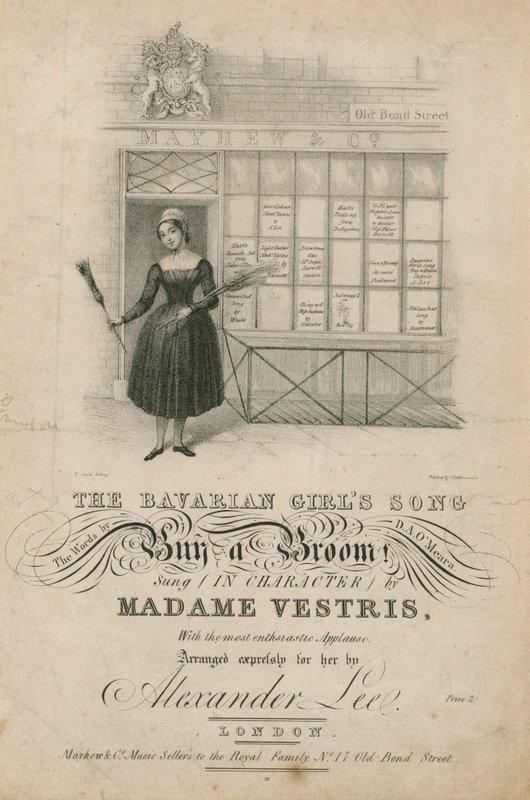 Het lied van de Beierse meisjes Koop een bezem!, gezongen in karakter door Madame Vestris door English School
