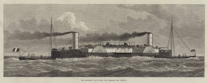De Bessemer Saloon-Ship voor het oversteken van het Kanaal (gravure) door English School