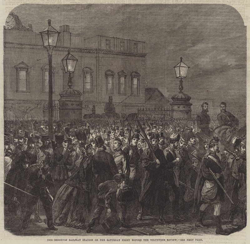 Het Treinstation van Brighton op de Zaterdagavond voor de Vrijwilligersreview door English School