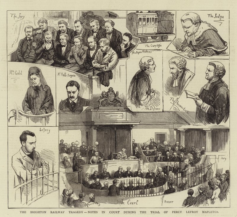 De Brighton Spoorwegtragedie, aantekeningen in de rechtbank tijdens het proces van Percy Lefroy Mapleton door English School