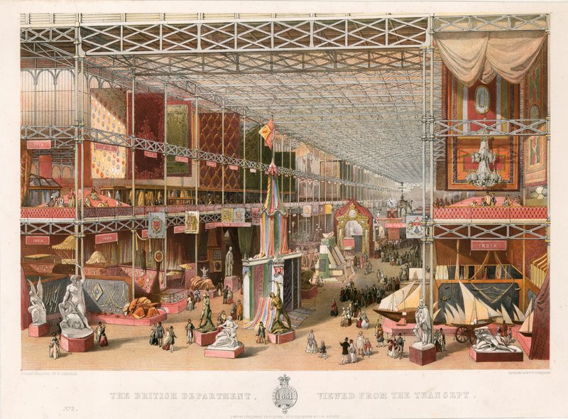 De Britse Afdeling, Gezien vanaf de Transept, Grote Tentoonstelling, 1851 door English School