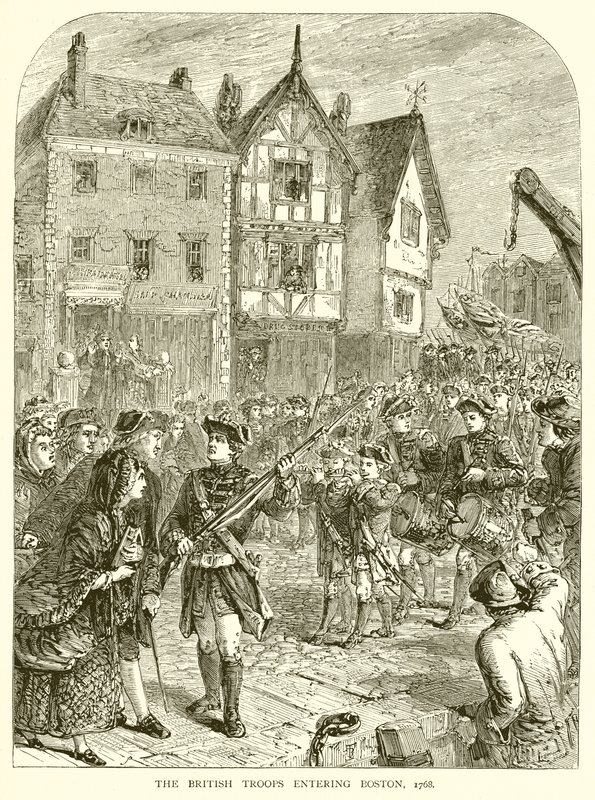 De Britse troepen betreden Boston, 1768 door English School