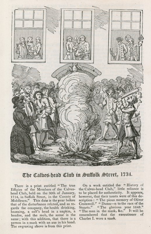 De Calves Head Club in Suffolk Street, 1734 door English School