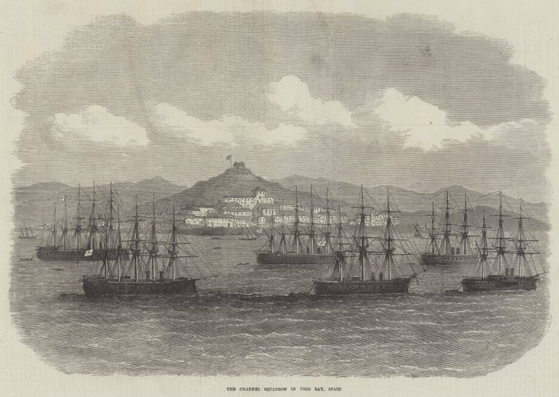 Het Kanaalsquadron in Vigo Bay, Spanje door English School