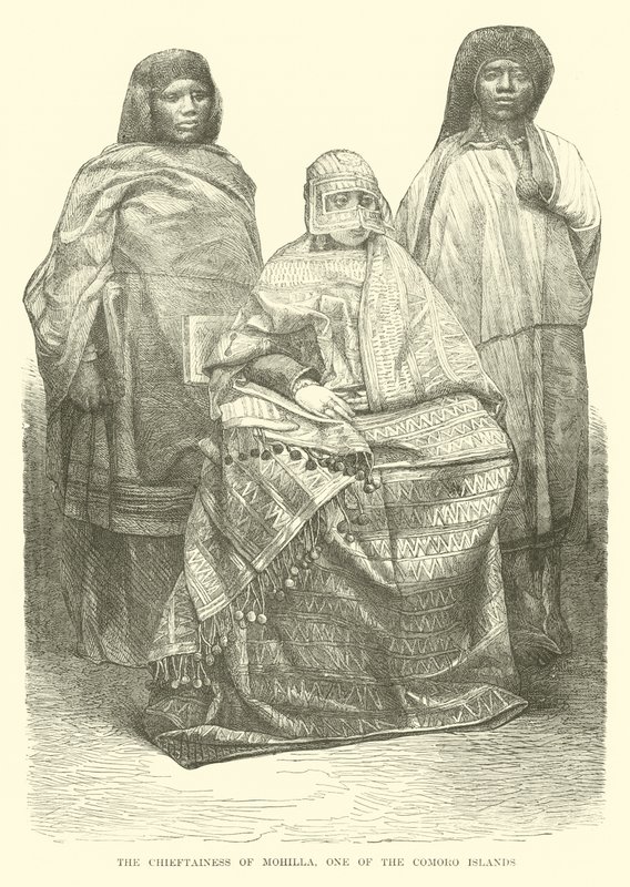 De hoofdvrouw van Mohilla, een van de Comoren door English School