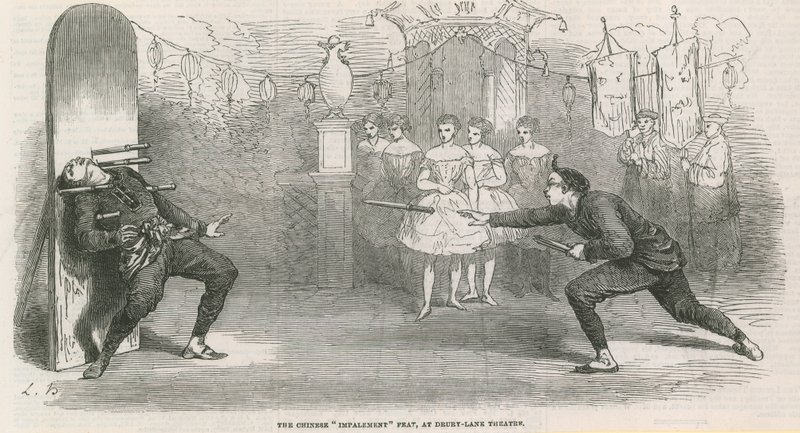 De Chinese spietsstunt in het Drury Lane Theatre door English School
