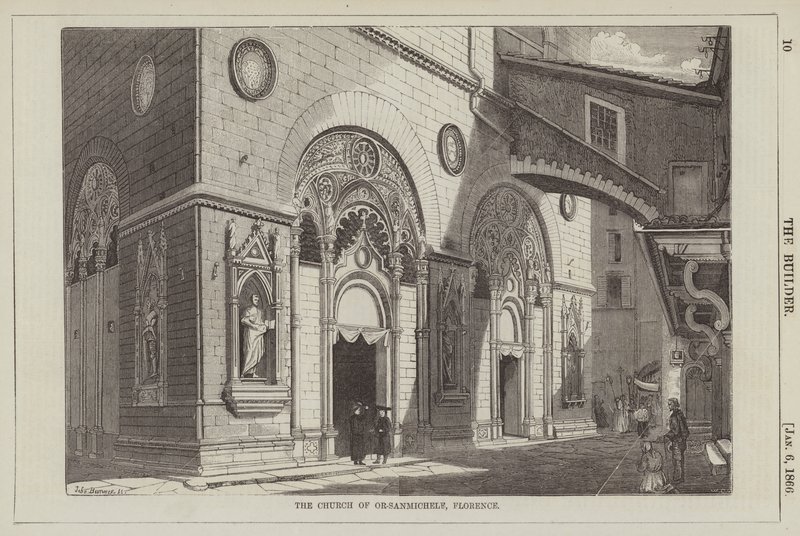 De Kerk van Or-sanmichele, Florence (gravure) door English School