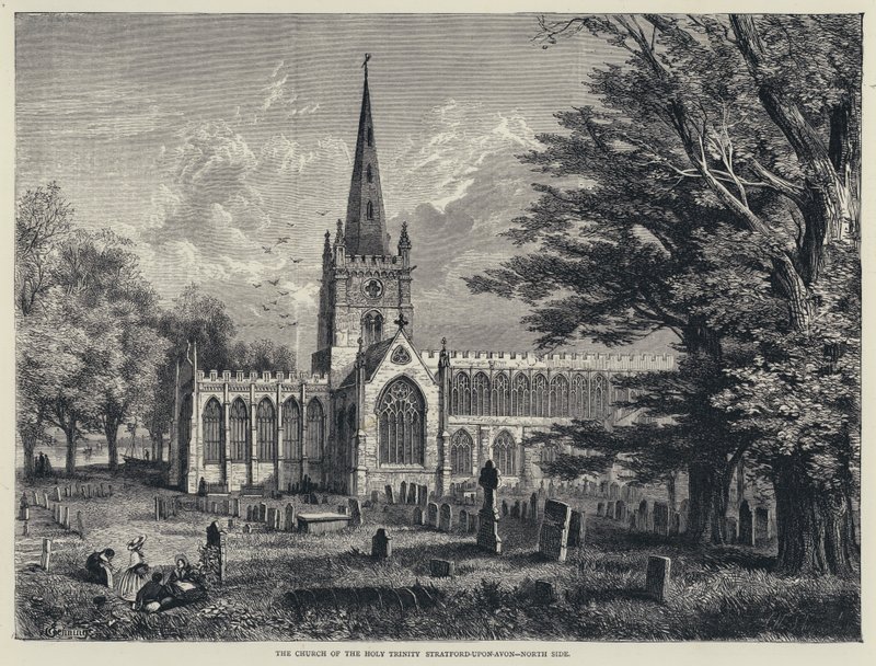 De Kerk van de Heilige Drie-eenheid, Stratford-upon-Avon, Noordzijde door English School