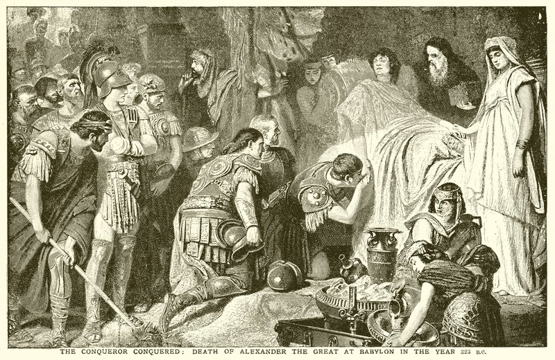 De veroveraar veroverd: De dood van Alexander de Grote in Babylon in het jaar 323 v.Chr. door English School